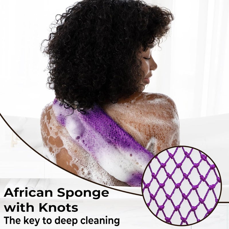MINISENTIALS African Net Sponge Authentic - Real African Exfoliating Body Scrubber Sponge with Knots - Shower Washcloths for Exfoliator - Body Care Bathing Accessories - Image 5